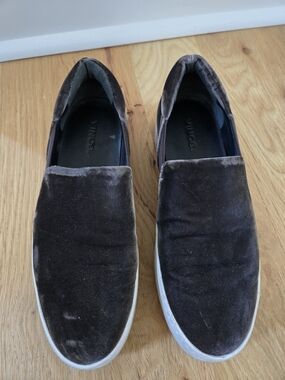 Vince Brown Velvet Slip-On Sneakers